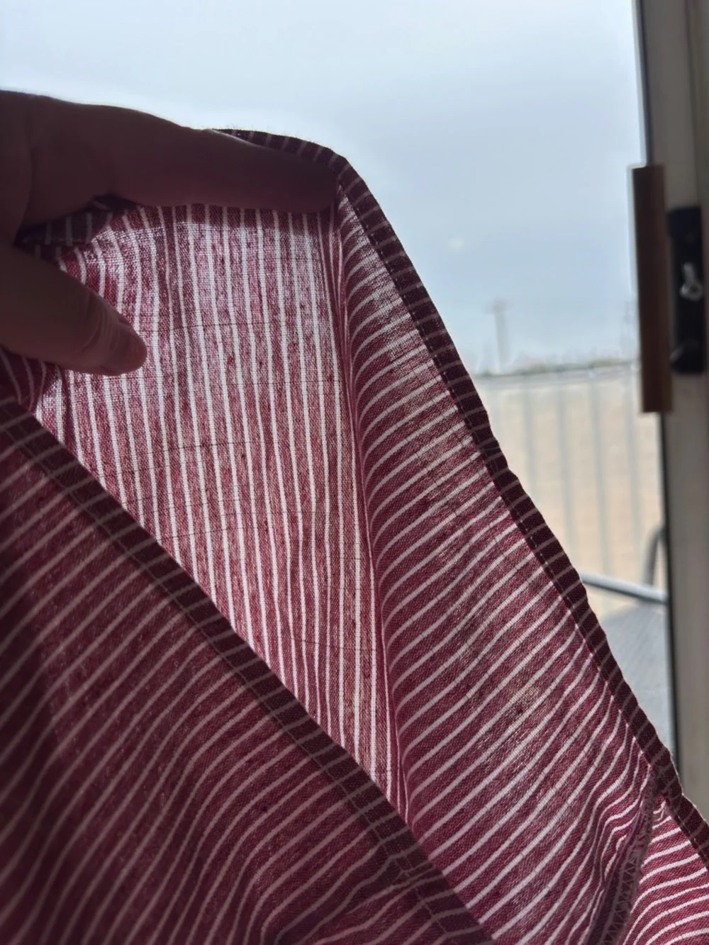 So It Is One Shoulder Top Medium Red White Stripe Ruffle Cotton Summer Blouse - Picture 8 of 8